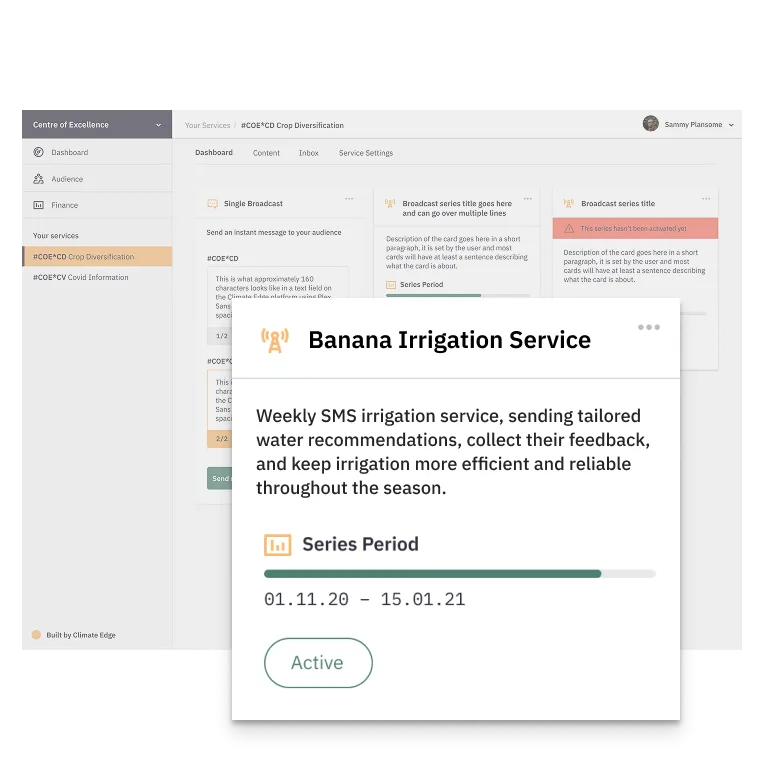 Climate Edge banana irrigation service app