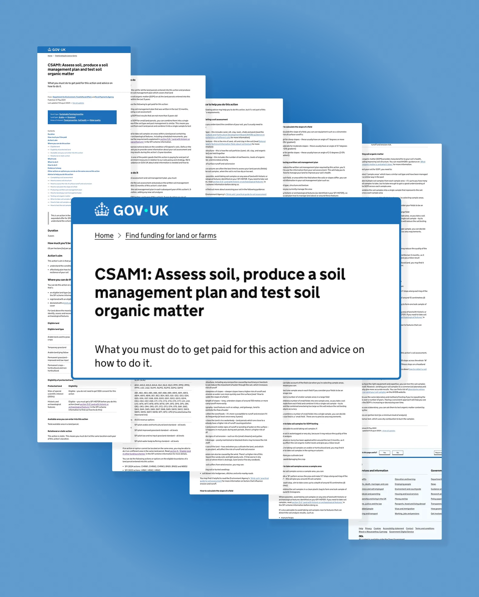 GOV.UK funding scheme pages showing the complexity of unstructured policy content